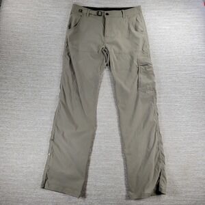 prAna Zion Pants Womens Med 34" Long Khaki Hiking Roll Up Cargo Insect Shield